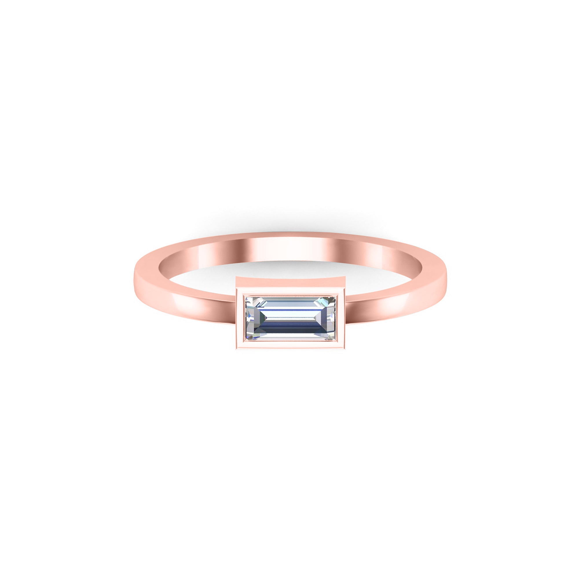 RKC 925 Sterling Silber Baguette-Solitärring für Sie, Gewicht 1,80 g, Breite 1,60 mm