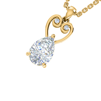 Ciondolo in moissanite a goccia da 2,23 ct RKC, gioielli in argento 925, placcato in oro giallo 14 carati, altezza 3,60 g