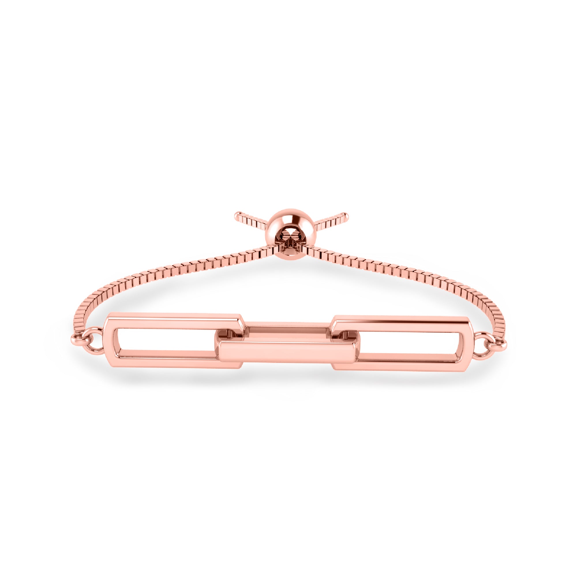 RKC 925 Sterling Silber Damen-Link-Bolo-Armband, 14 Karat Weißgold vergoldet, Gewicht 4 g