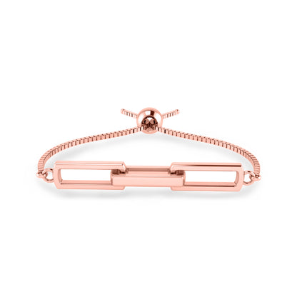 RKC 925 Sterling Silber Damen-Link-Bolo-Armband, 14 Karat Weißgold vergoldet, Gewicht 4 g
