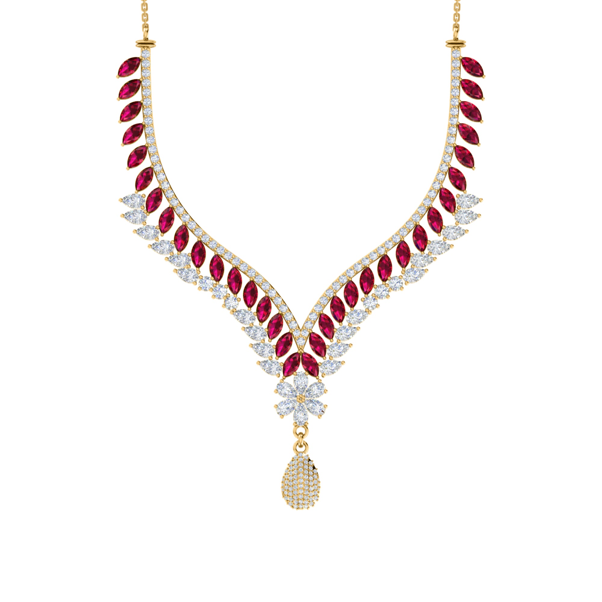 Charmante RKC 18 CT Moissanit-Halskette, 925er Silber, 14 Karat Roségold plattiert, Produktgewicht: 17,00 GM, Höhe: 100,00 mm