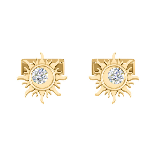 أزرار أكمام وبروش مويسانيتي من الفضة الإسترليني عيار 925 من RKC، منتج مطلي بالذهب الأصفر عيار 14 قيراط، وزن المنتج 4.60 جم