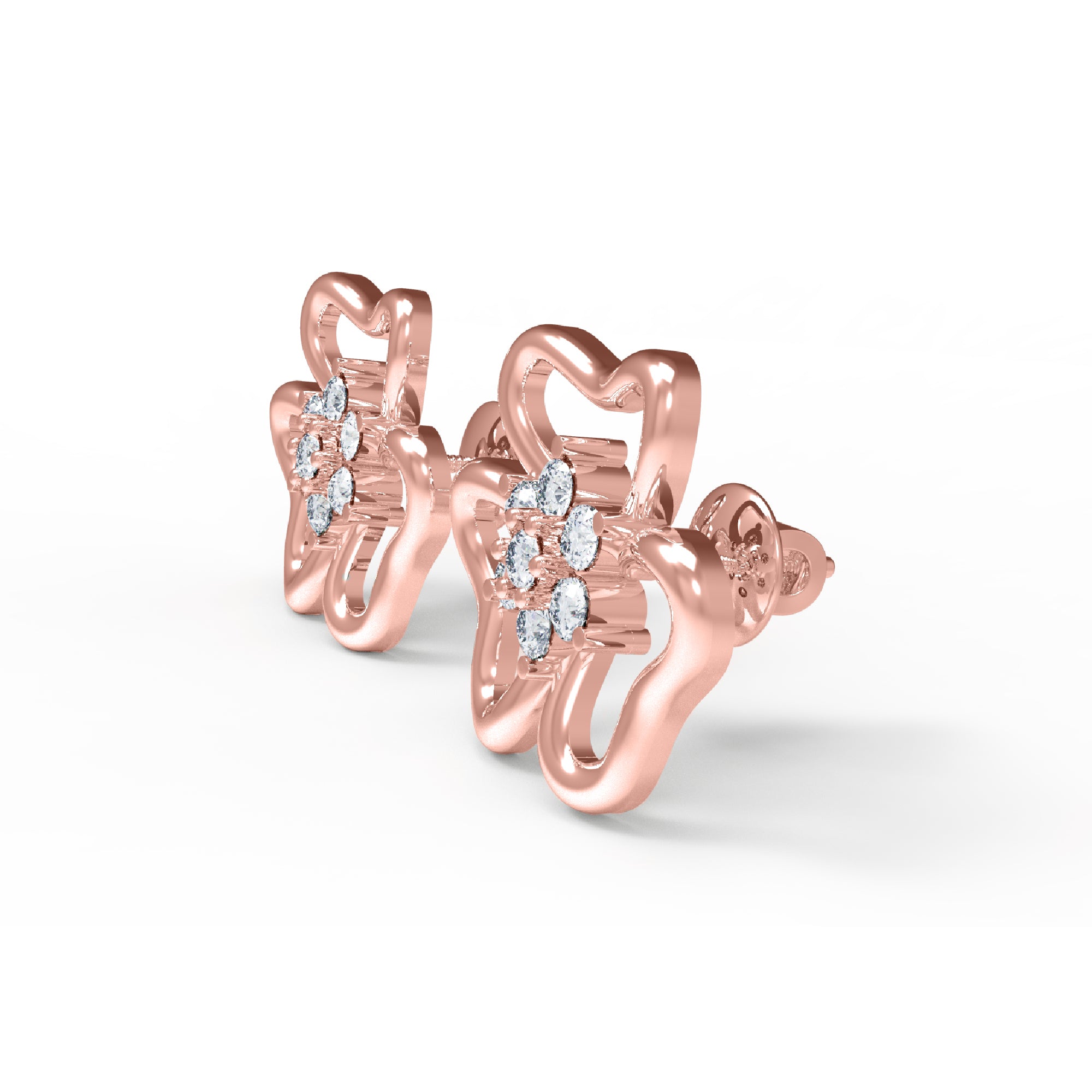 RKC 925 Sterling Silber Damen-Ohrring mit Blumenmuster für den täglichen Gebrauch, 14 Karat Rose über Produktgewicht 2,20 GM, Höhe 11,40 mm
