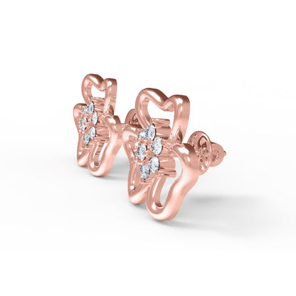 RKC 925 Sterling Silber Damen-Ohrring mit Blumenmuster für den täglichen Gebrauch, 14 Karat Rose über Produktgewicht 2,20 GM, Höhe 11,40 mm