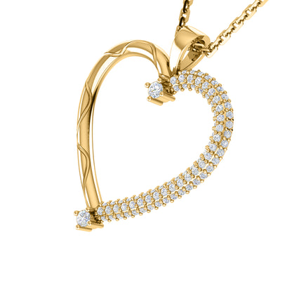 RKC Ciondolo stile cuore in moissanite da 0,46 ct, gioielli in argento 925, placcato in oro giallo 14 carati, peso 4,10 g, altezza 28 mm