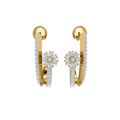 RKC 925 Sterling Silber Hoops & Huggies Ohrring Damenohrring 14 Karat Gelbgold über 3,20 WT, Höhe 20,00 mm