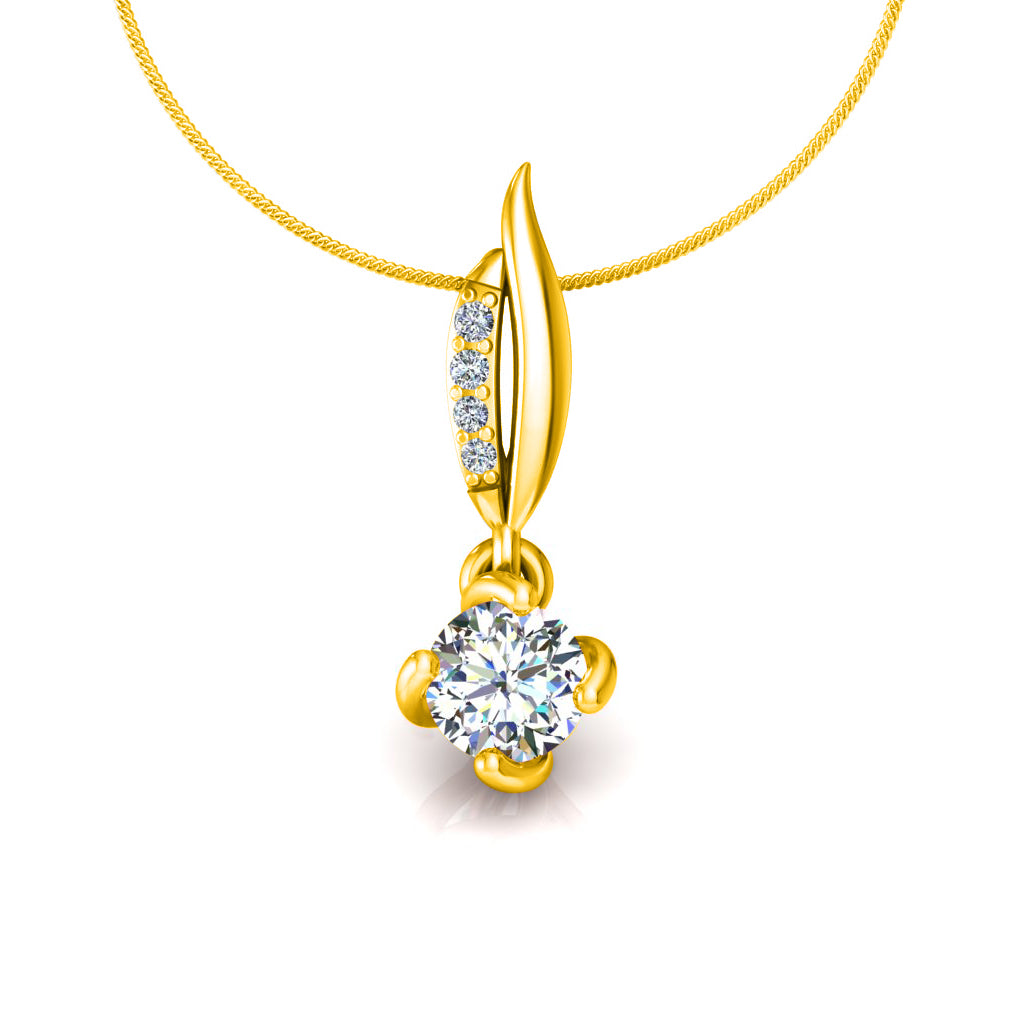 RKC 925 Sterling Silber Solitär-Blumen-Moissanit-Anhänger mit vier Zinken, 14 Karat Weißgold vergoldet