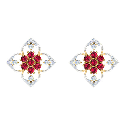 RKC 925 Sterling Silber Damen-Ohrring mit Blumenmuster für den täglichen Gebrauch, 14 Karat Gelb, Produktgewicht: 2,80 GM, Höhe: 14,70 mm