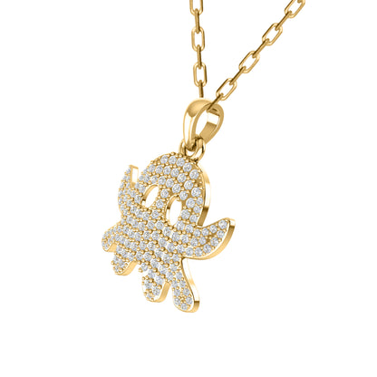 RKC 0,40 Karat Moissanit-Geister-Anhänger, 925er Silberschmuck, 14 Karat Gelbgold vergoldet, Gewicht 4,00 g, Höhe 21,50 mm