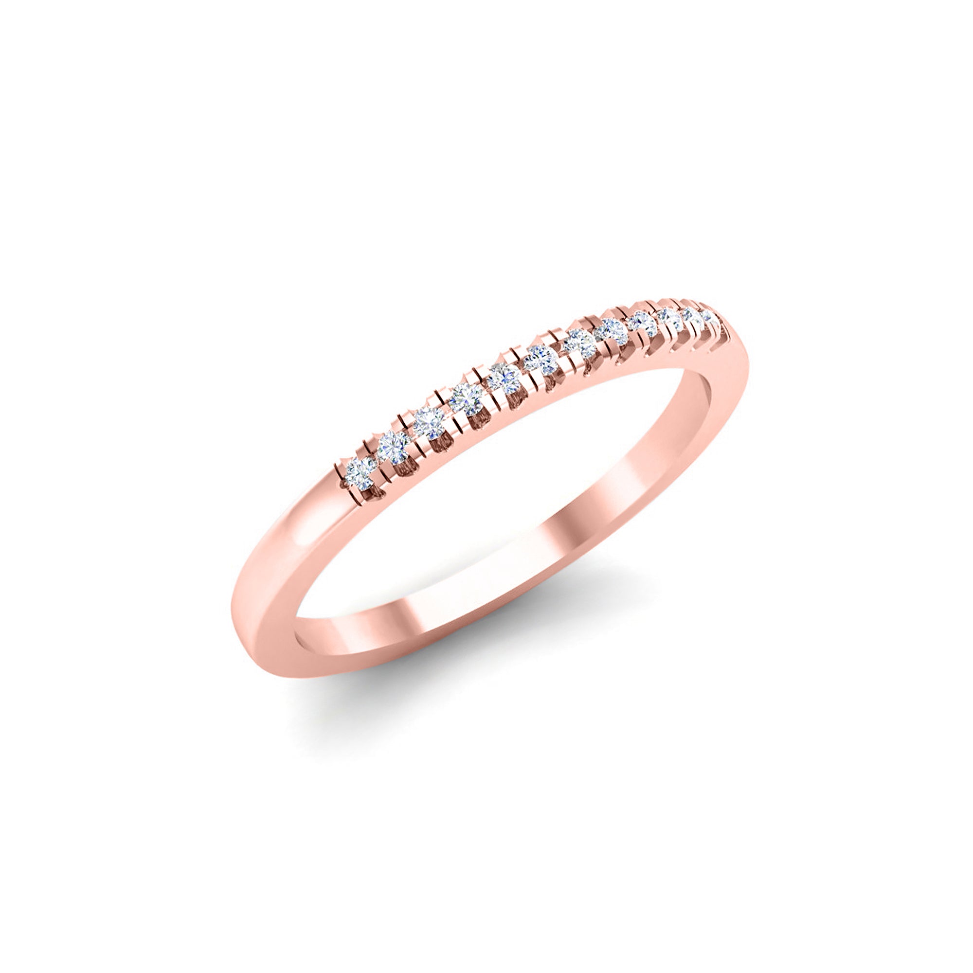 RKC Moissanite Half Eternity Promise Band Anello in argento sterling 925 in oro giallo 14K su fascia per lei Peso 1,60 g Larghezza 1,70 mm