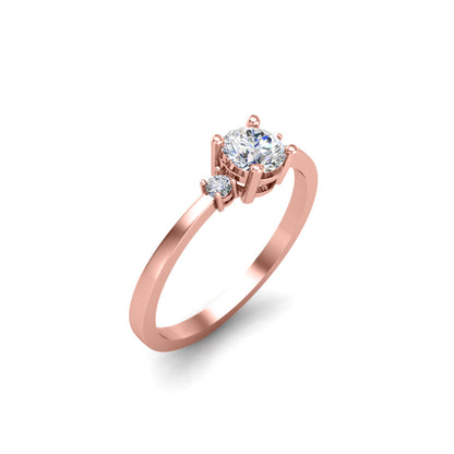 RKC 0,75 Karat Rundschliff-Moissanit-Verlobungsring, 925er Silber, 14 Karat Roségold vergoldet, für Damen, Gewicht 1,90 g und Breite 2,20 mm