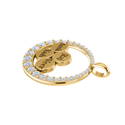 Ciondolo con nome Moissanite da 0,68 ct, gioielli in argento 925, placcato in oro giallo 14 carati, peso 5,10 g, altezza 24,80 mm