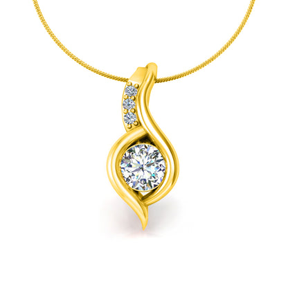 RKC 925 Sterling Silber runder Moissanit-Anhänger mit 0,92 CT, 14 Karat Roségold vergoldet, Gewicht 3,00 g, Höhe 15 mm