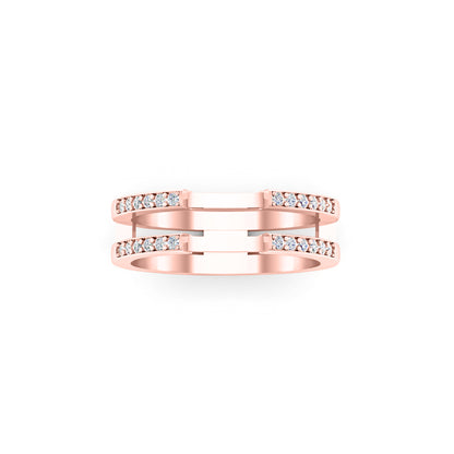 RKC 0,24 CT Fascia rinforzata con protezione avvolgente in Moissanite a taglio rotondo per donna in argento 925 Peso 4,30 g Larghezza 7,80 MM
