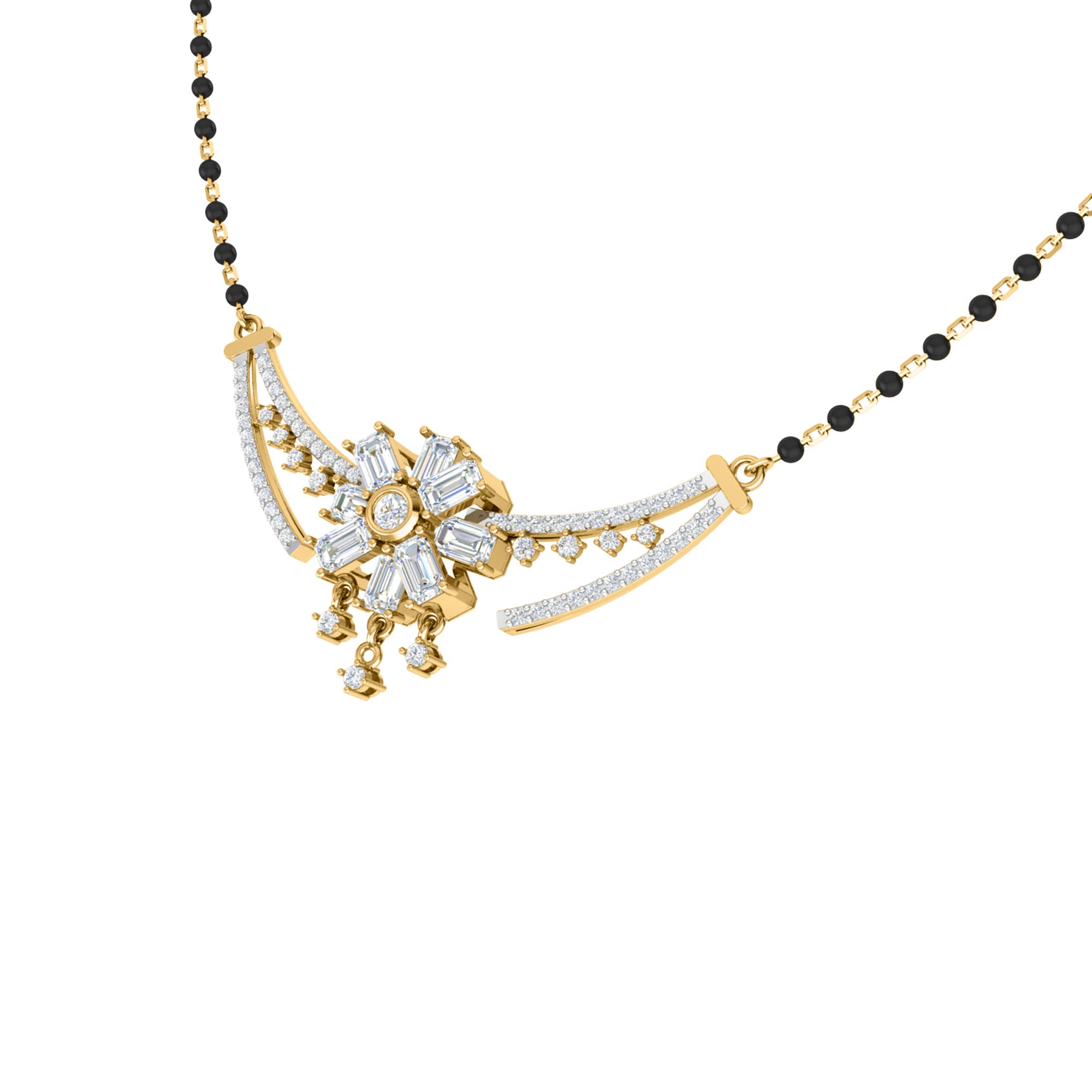 RKC 2.24Ct Moissanite Women Mangalsutra 925 Silver 14k Rose gold Plated Product Weight 8.10gm Height 25.55mm