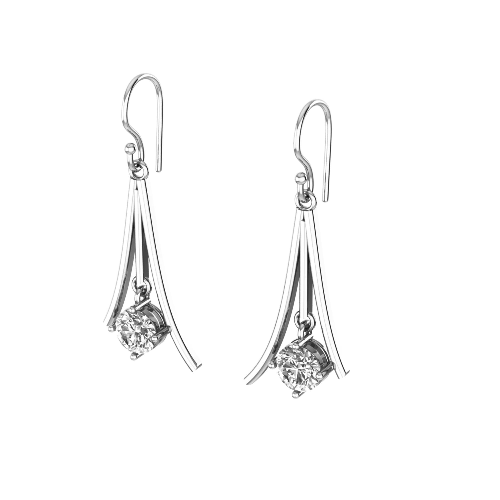 RKC Certified Moissanite Golden Drop Dangle Earrings 925 Sterling Silver Weight- 5gm