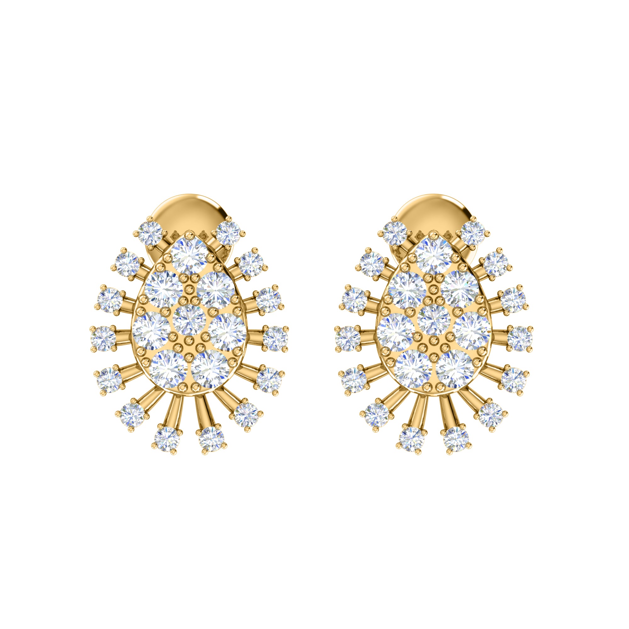 Orecchino da donna a grappolo in argento sterling 925 RKC 14k bianco su peso 3,00 g, altezza 14,00 mm