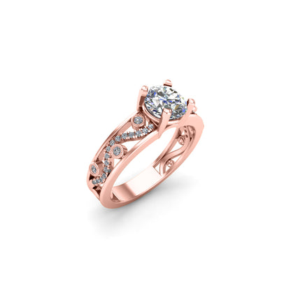 Fede nuziale solitario RKC Moissanite Miligrain Anello in argento 925 placcato oro Peso 3 g Larghezza 3,50 mm