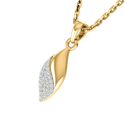 Ciondolo foglia di moissanite da 0,11 ct RKC, gioielli in argento 925 placcato in oro rosa 14 carati, peso 3,20 g, altezza 14,50 mm