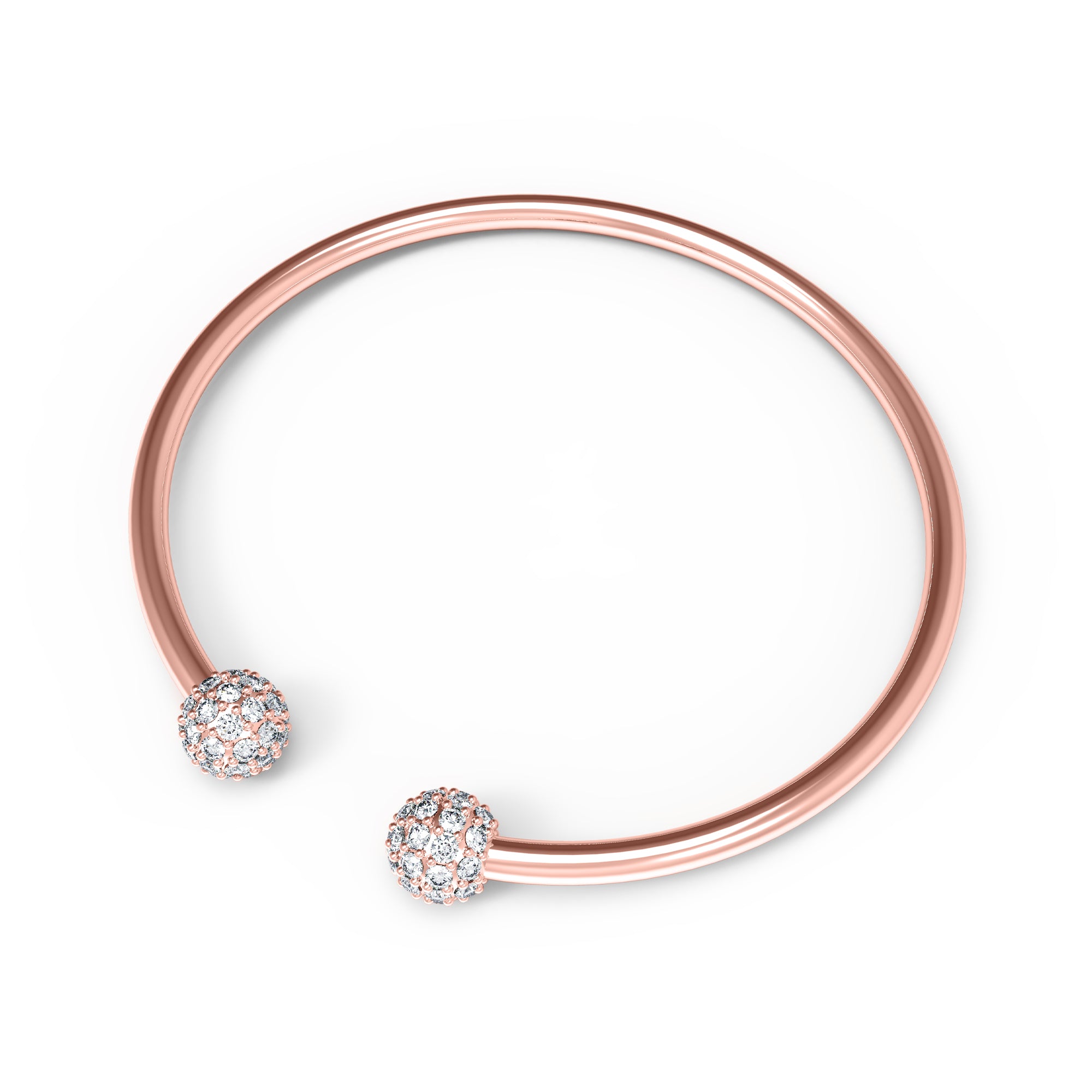 RKC Damen-Armreif aus 925er-Sterlingsilber, 1,08 Karat Moissanit, 14 Karat Roségold vergoldet, Gewicht 9,00 g, Höhe 50,00 mm