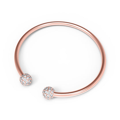 RKC Damen-Armreif aus 925er-Sterlingsilber, 1,08 Karat Moissanit, 14 Karat Roségold vergoldet, Gewicht 9,00 g, Höhe 50,00 mm