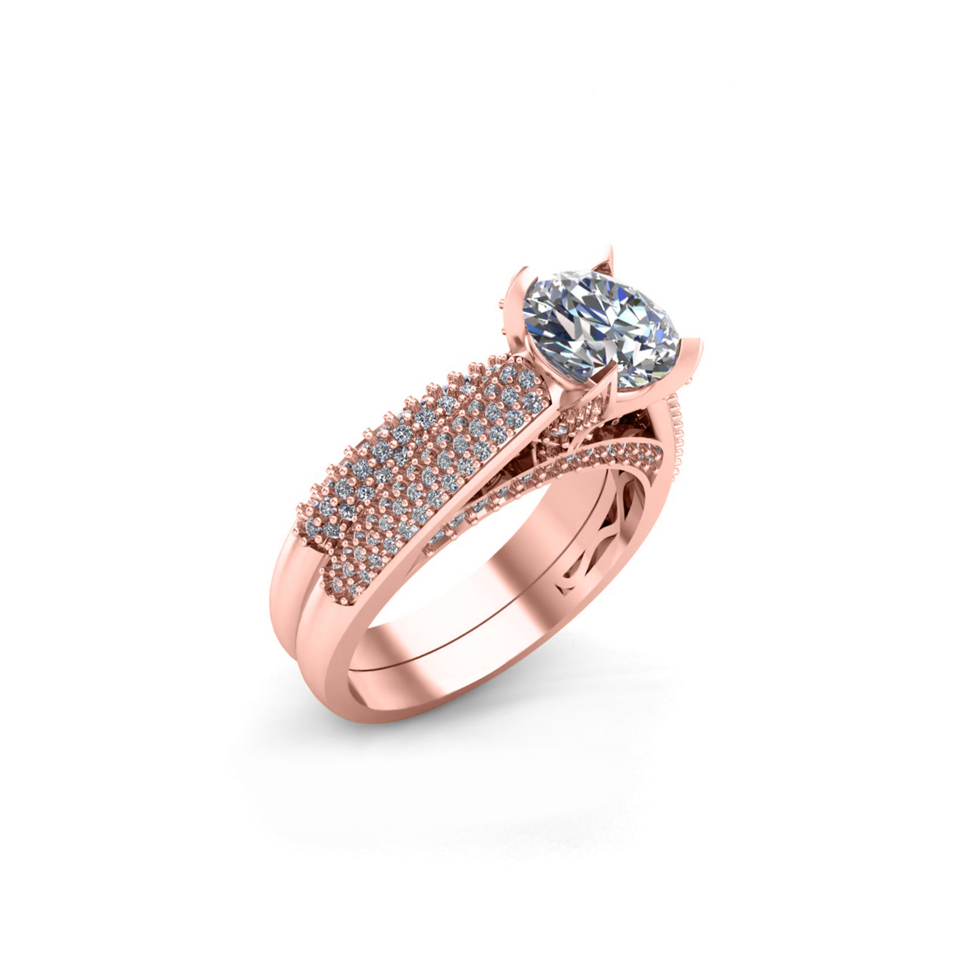 RKC 1,66 Karat Moissanit-Verlobungsring, 925er Silber, Weiß/Gelb/Rosé vergoldet, für Damen, Gewicht 5 g und Breite 1,79 mm
