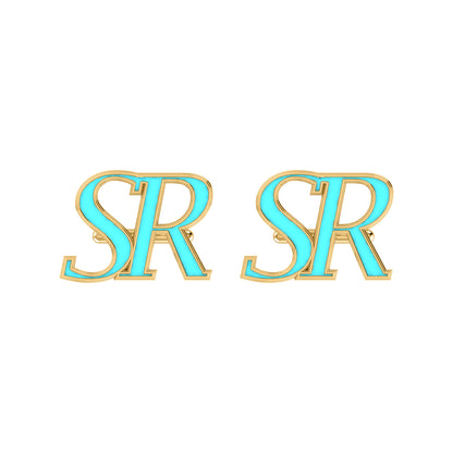 RKC 925 Sterling Silver Enamel Cufflinks 14K Rose Gold Plated Product Wt 3.80 gm