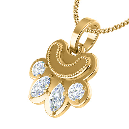 RKC 0,6 Karat Moissanit-Pfotenanhänger, 925er Silberschmuck, 14 Karat Gelbgold vergoldet (Höhe)