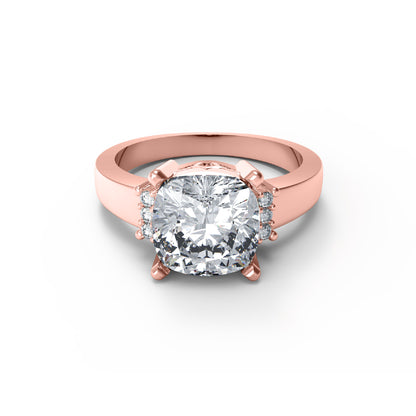 Fede nuziale solitaria in moissanite con taglio a cuscino RKC, argento 925, placcato oro giallo 14 carati, peso 3 g, larghezza 2,10 mm