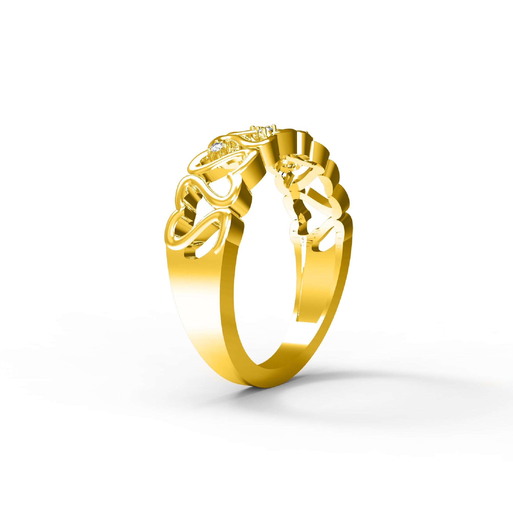 RKC Moissanite Anello a fascia regalo di compleanno a forma di cuore per la mamma Argento 925 placcato oro giallo 14 carati Peso 4 g Larghezza 2,20 MM
