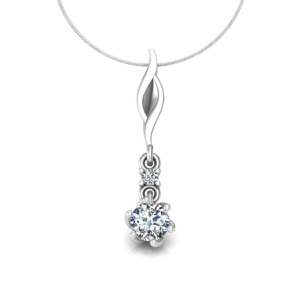 Ciondolo in moissanite da 0,27 ct con due pietre in argento con finitura in oro bianco RKC, regalo per lei, altezza 20,00 mm, peso 2,6 g