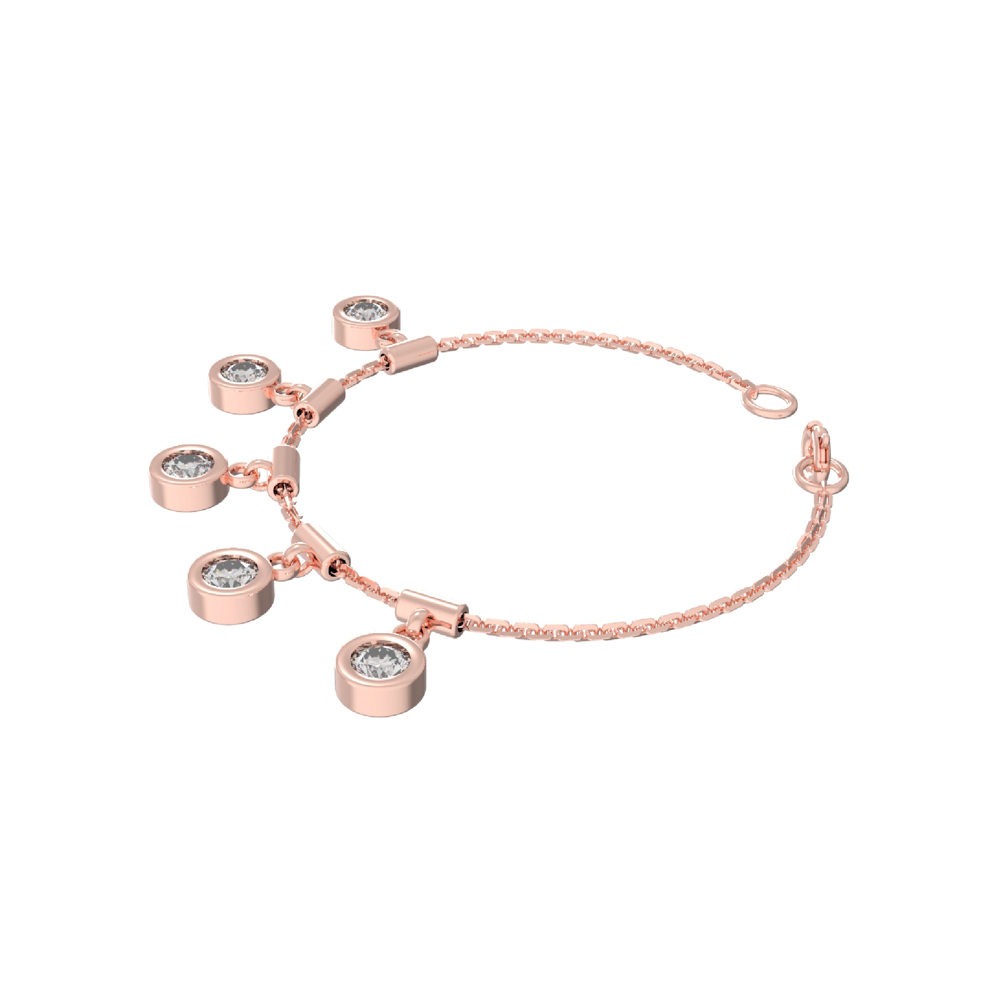 RKC 925 Sterling Silber 1,25 Karat Moissanit runder Charm-Damen-Armband, 14 Karat Gelbgold vergoldet, Gewicht 3,75 g