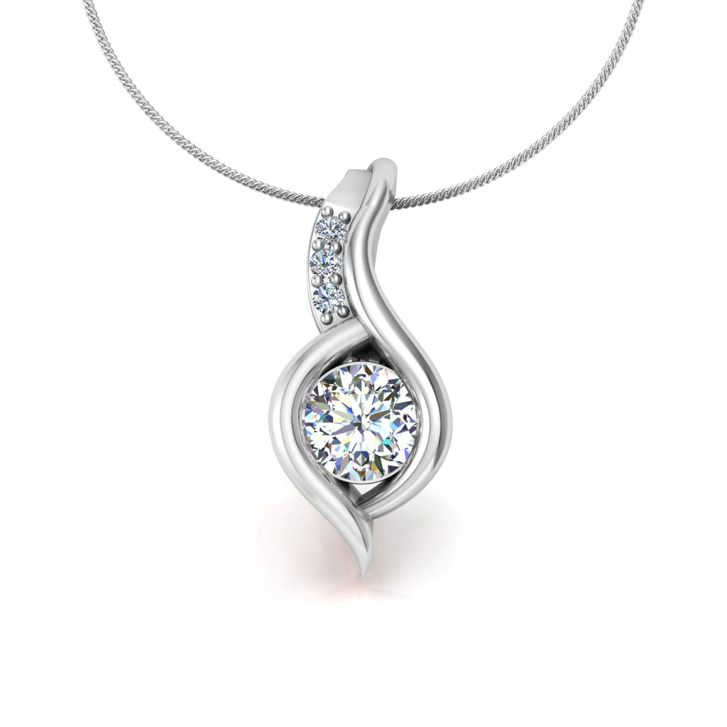 RKC 925 Sterling Silber runder Moissanit-Anhänger mit 0,92 CT, 14 Karat Roségold vergoldet, Gewicht 3,00 g, Höhe 15 mm