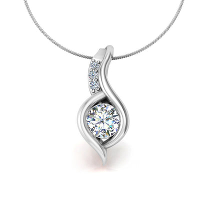 RKC 925 Sterling Silber runder Moissanit-Anhänger mit 0,92 CT, 14 Karat Roségold vergoldet, Gewicht 3,00 g, Höhe 15 mm