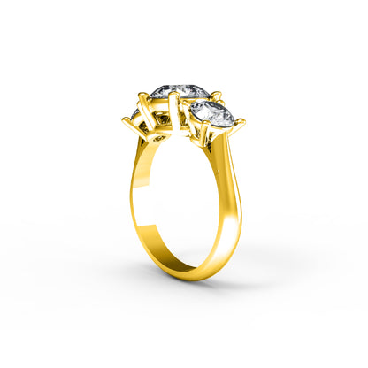 Fede nuziale rotonda con tre pietre Moissanite RKC, argento 925, placcato oro rosa 14 carati, peso 2,70 g, larghezza 2,60 mm