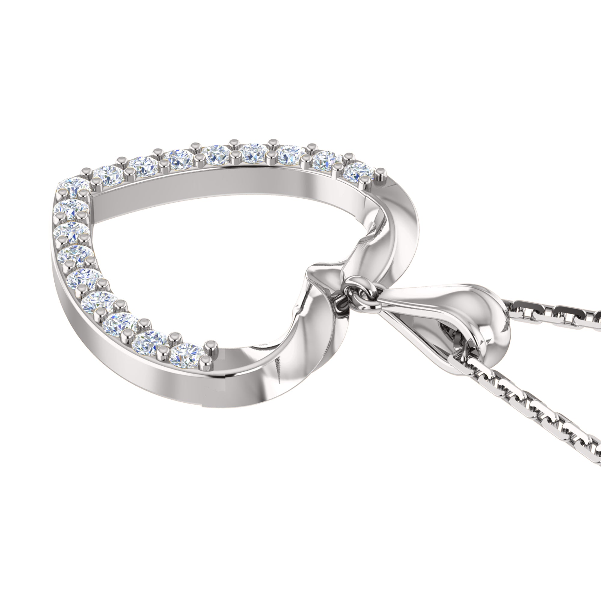Ciondolo a forma di cuore in moissanite da 0,51 ct RKC, gioielli in argento 925 placcati in oro bianco 14 carati, peso 3,60 g, altezza 28 mm.