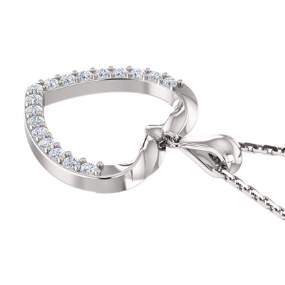 Ciondolo a forma di cuore in moissanite da 0,51 ct RKC, gioielli in argento 925 placcati in oro bianco 14 carati, peso 3,60 g, altezza 28 mm.