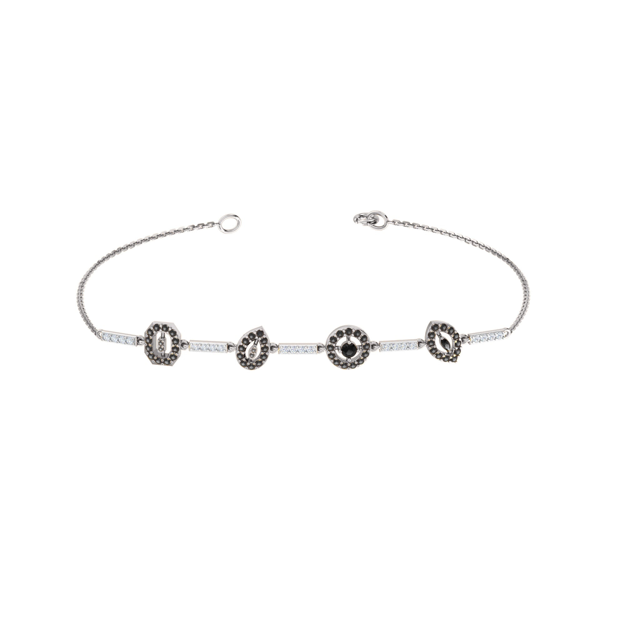 RKC Damenarmband aus 925er-Sterlingsilber, 1,16 Karat, 14 Karat Weißgold vergoldet, Gewicht 5,20 g, Höhe 81,30 mm