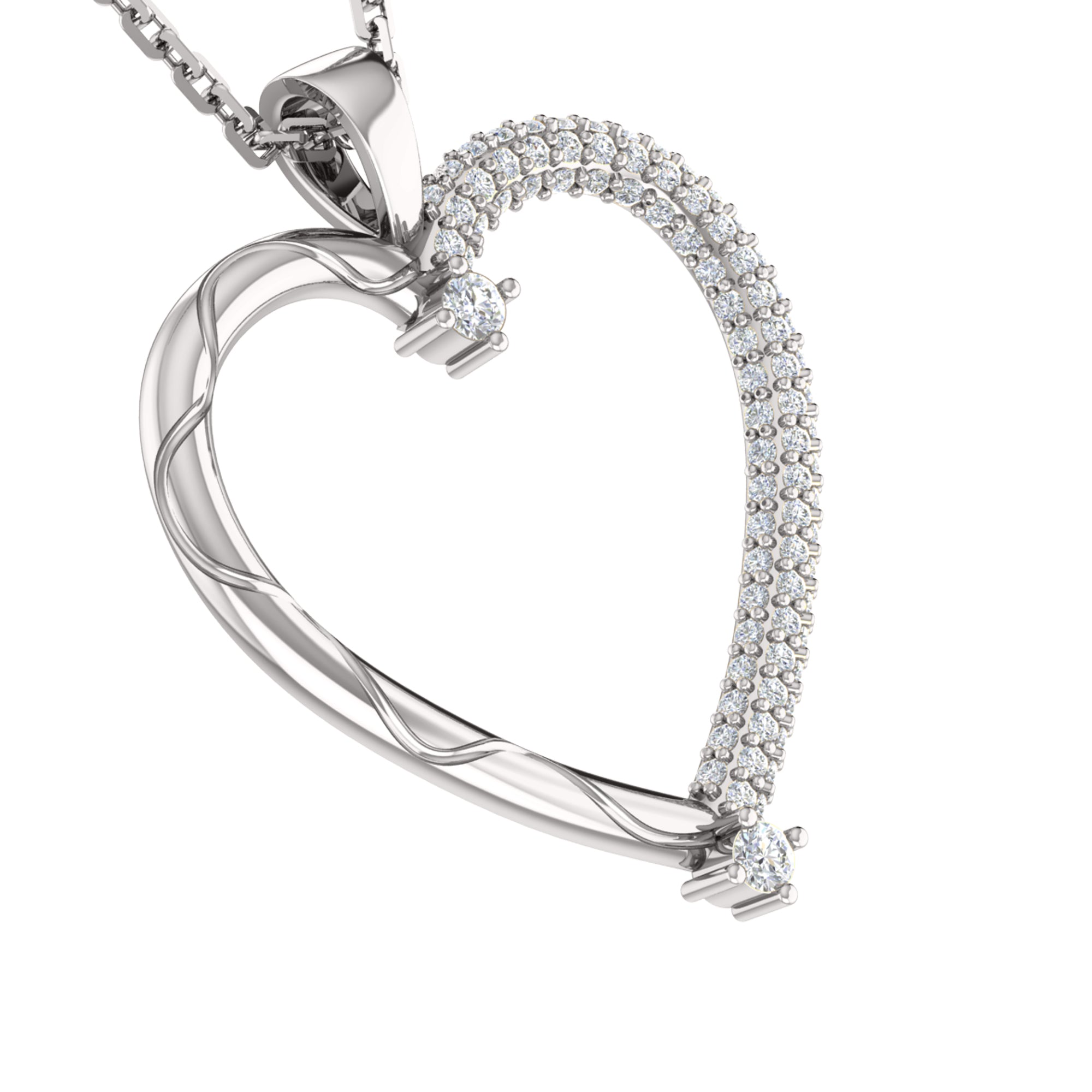 RKC Ciondolo stile cuore in moissanite da 0,46 ct, gioielli in argento 925, placcato in oro giallo 14 carati, peso 4,10 g, altezza 28 mm