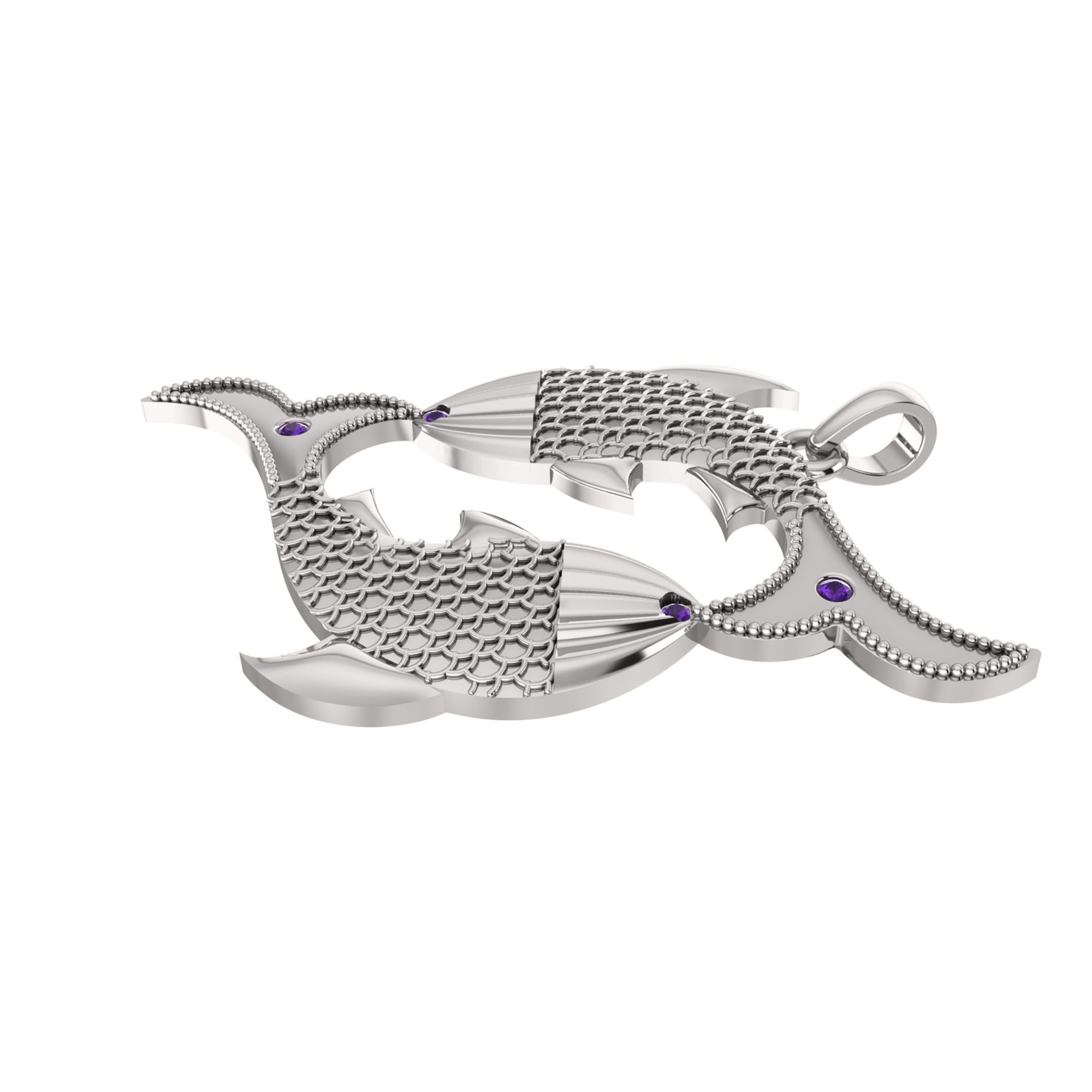 RKC 0,04 Karat Amethyst-Fisch-Anhänger, 925er Silberschmuck, 14 Karat Roségold vergoldet, 5,50 g, Höhe 30 mm