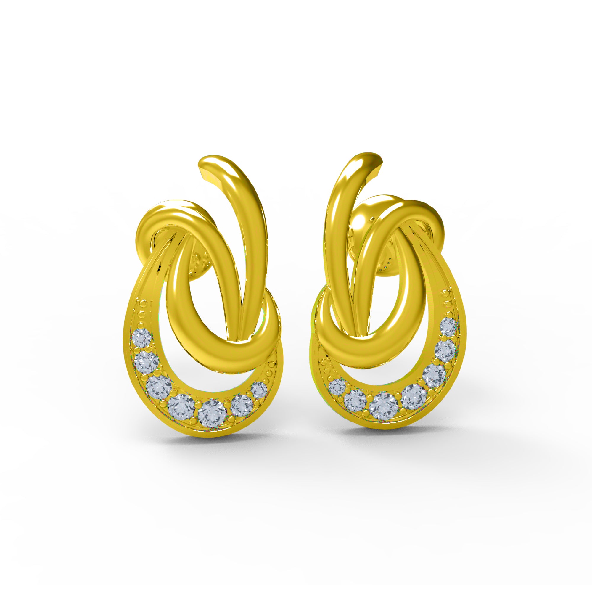 RKC 925 Sterling Silber Glanz-Ohrstecker für Damen, 14 Karat Rose über Produktgewicht 1,70 GM, Höhe 13,00 mm