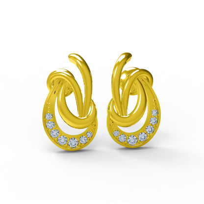 RKC 925 Sterling Silber Glanz-Ohrstecker für Damen, 14 Karat Rose über Produktgewicht 1,70 GM, Höhe 13,00 mm