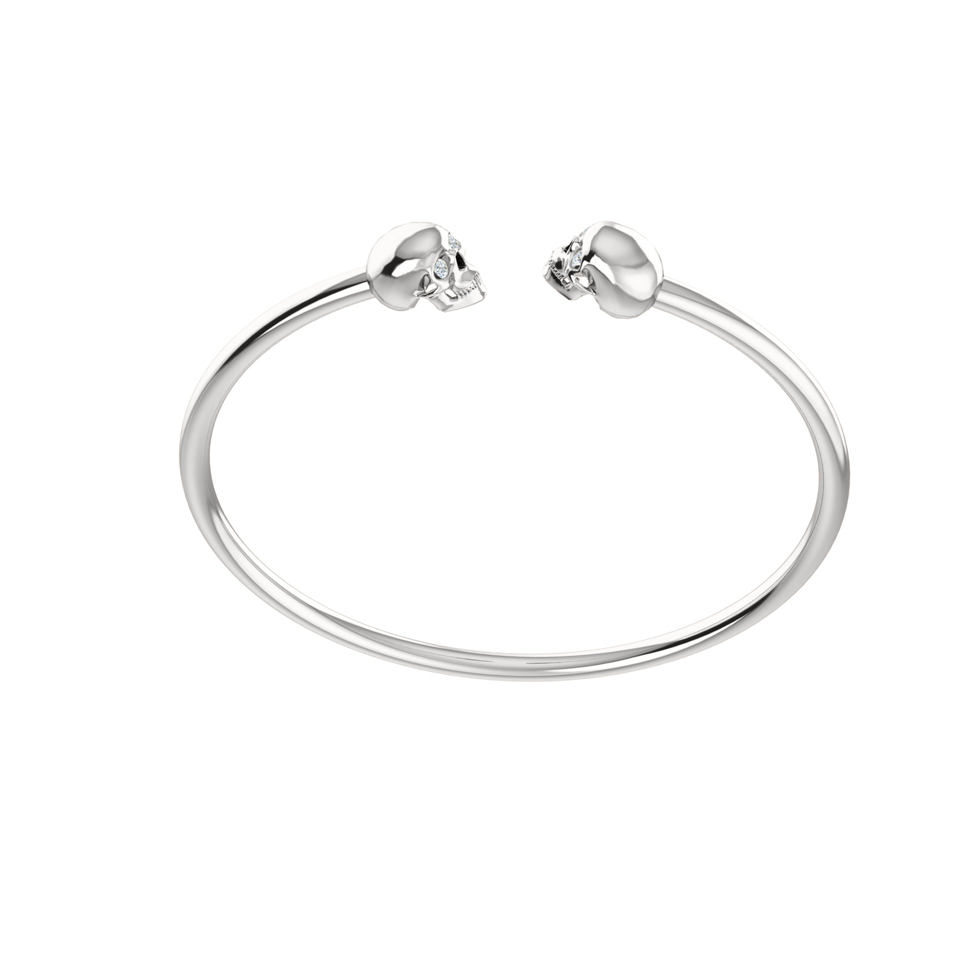 RKC 925 Sterling Silber 0,1 Karat Moissanit Damen-Totenkopf-Armreif, 14 Karat Roségold vergoldet, Gewicht 10,00 g, Höhe 50,00 mm