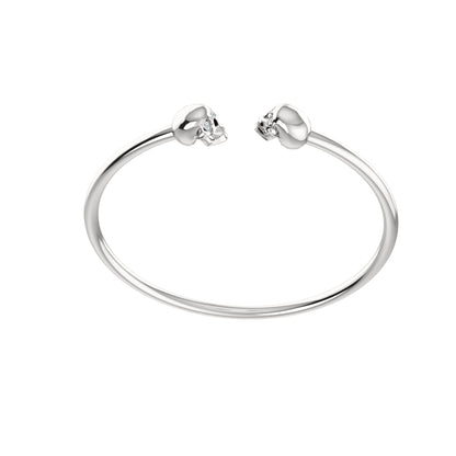RKC 925 Sterling Silber 0,1 Karat Moissanit Damen-Totenkopf-Armreif, 14 Karat Roségold vergoldet, Gewicht 10,00 g, Höhe 50,00 mm