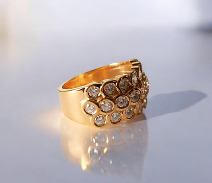 Fede nuziale da uomo rotonda in Moissanite RKC Set di castoni in argento 925 Fascia in oro giallo 14 carati su peso 10 g Larghezza 5,60 mm