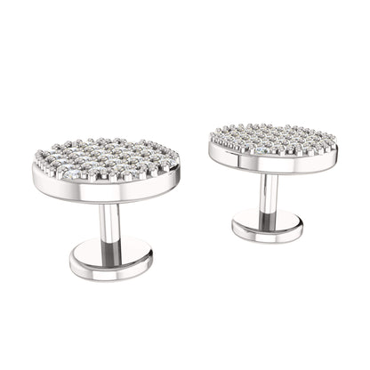 Gemelli e spilla in argento sterling 925 con Moissanite RKC, prodotto placcato in oro giallo 14 carati, peso 1,00 g.