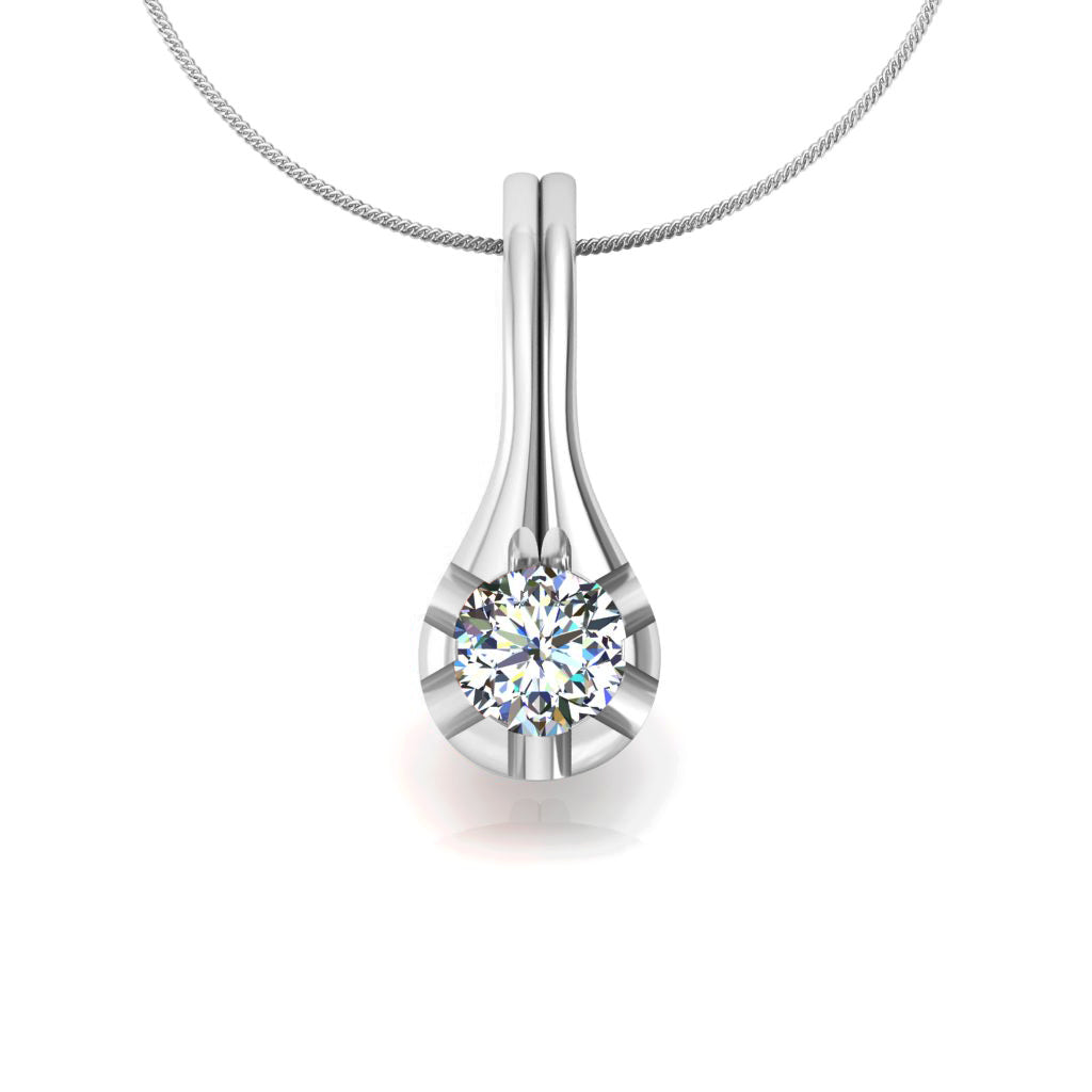Ciondolo in moissanite con goccia d'argento da matrimonio solitario RKC da 0,25 CT, placcato in oro rosa 14 carati, peso 3,00 g, altezza 14,00 mm