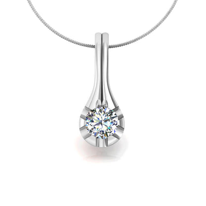 Ciondolo in moissanite con goccia d'argento da matrimonio solitario RKC da 0,25 CT, placcato in oro rosa 14 carati, peso 3,00 g, altezza 14,00 mm