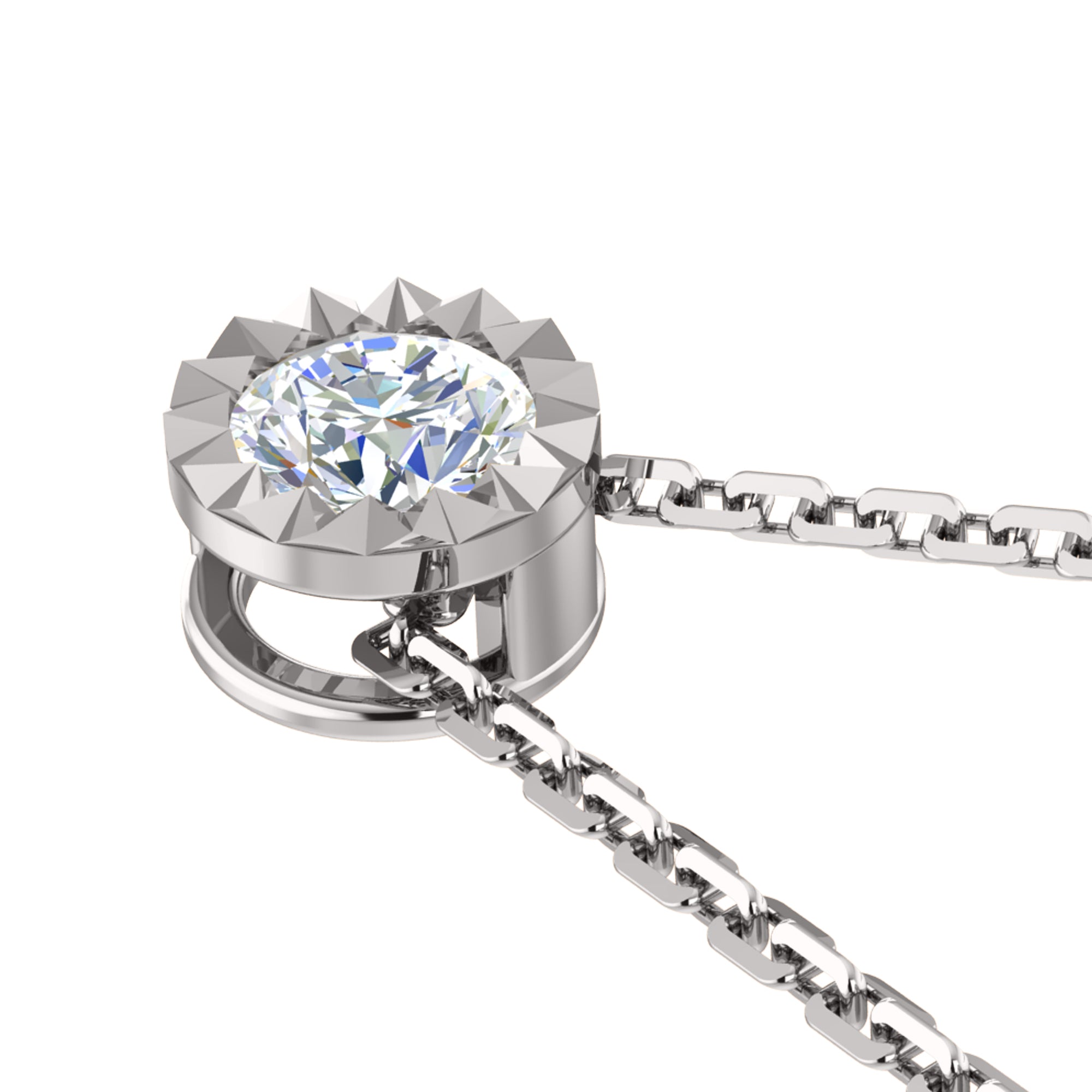RKC 0,50 Karat Moissanit-Solitär-Anhänger, 925er Silberschmuck, 14 Karat Weißgold vergoldet, Gewicht 2,60 g