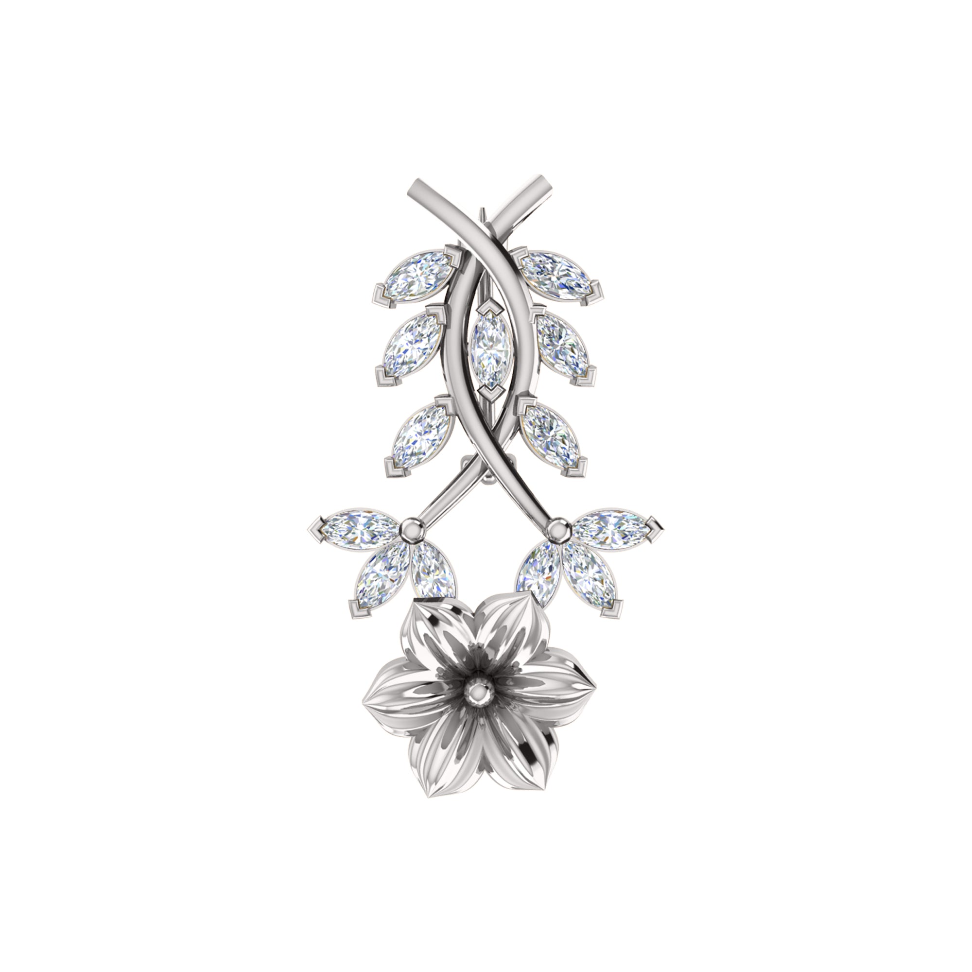 Spilla RKC Moissanite in argento sterling 925, placcata in oro rosa 14 carati, peso prodotto 1,60 GM, altezza 22,00 MM